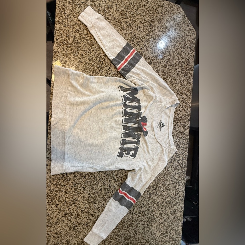 Disney Gray Minnie Sweater with Red Accents